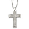 Lex & Lu Chisel Stainless Steel Polished Wave Design Cross Necklace 22'' - Lex & Lu