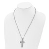 Lex & Lu Chisel Stainless Steel Polished Wave Design Cross Necklace 22'' - 4 - Lex & Lu