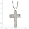 Lex & Lu Chisel Stainless Steel Polished Wave Design Cross Necklace 22'' - 5 - Lex & Lu