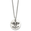 Lex & Lu Chisel Stainless Steel & Enameled Bumble Bee BRAVE Necklace 22'' - Lex & Lu