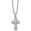 Lex & Lu Chisel Stainless Steel Polished and Textured Cross Necklace 22'' - Lex & Lu