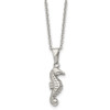Lex & Lu Chisel Stainless Steel Polished Seahorse Necklace 22'' - Lex & Lu