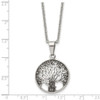 Lex & Lu Chisel Stainless Steel Polished Antiqued Tree of Life Necklace 20'' - 5 - Lex & Lu