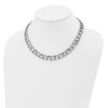 Lex & Lu Chisel Stainless Steel Polished and Textured Link Necklace 17.5'' - 4 - Lex & Lu