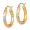 Lex & Lu 14k Tri-color Gold Polished, Satin & D/C Hoop Earrings LAL118627 - 2 - Lex & Lu