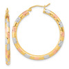 Lex & Lu 14k Tri-color Gold Polished, Satin & D/C Hoop Earrings LAL118630 - Lex & Lu