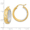 Lex & Lu 14k Yellow Gold w/Rhodium Polished, Satin & D/C In/Out Hoop Earrings LAL118687 - 4 - Lex & Lu