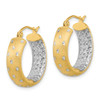 Lex & Lu 14k Yellow Gold w/Rhodium Polished, Satin & D/C In/Out Hoop Earrings LAL118690 - 2 - Lex & Lu