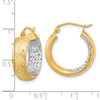 Lex & Lu 14k Yellow Gold w/Rhodium Polished, Satin & D/C In/Out Hoop Earrings LAL118690 - 4 - Lex & Lu