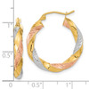 Lex & Lu 14k Tri-color Gold Polished & D/C Twist Hoop Earrings LAL119024 - 4 - Lex & Lu