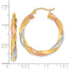 Lex & Lu 14k Tri-color Gold Polished & D/C Twist Hoop Earrings LAL119025 - 4 - Lex & Lu