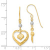 Lex & Lu 14k Two-tone Gold Satin D/C Heart Dangle Shepherd Hook Earrings - 3 - Lex & Lu