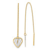 Lex & Lu 14k Yellow Gold & Rhodium Polished Satin & D/C Heart Threader Earrings - Lex & Lu