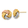 Lex & Lu 14k Tri-color Gold Polished Textured Triple Love Knot Post Earrings - Lex & Lu