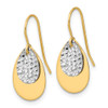 Lex & Lu 14k Two-tone Gold Polished/Textured Teardrop Dangle Earrings - 2 - Lex & Lu