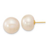 Lex & Lu 14k Yellow Gold 13-14mm White Button FWC Pearl Post Earrings - Lex & Lu