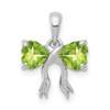 Lex & Lu 14k White Gold Polished Peridot Bow Pendant - Lex & Lu