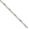 Lex & Lu Sterling Silver Peridot and Diamond Bracelet 7'' - Lex & Lu