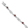 Lex & Lu Sterling Silver Diamond Garnet Bracelet 7'' - Lex & Lu