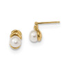 Lex & Lu 14k Yellow Gold 4-5mm White Button FWC Pearl Post Dangle Earrings - Lex & Lu