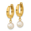 Lex & Lu 14k Yellow Gold 6-7mm White Round Akoya S/W Pearl Hoop Dangle Earrings - 2 - Lex & Lu