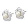 Lex & Lu 14k White Gold 5-6mm White Button FWC Pearl Flower Post Earrings - 2 - Lex & Lu