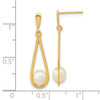 Lex & Lu 14k Yellow Gold 5-6mm White FWC Pearl Post Dangle Earrings - 4 - Lex & Lu