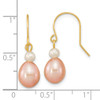 Lex & Lu 14k Yellow Gold 7-8mm White/Pink Round/Rice FWC Pearl Dangle Earrings - 4 - Lex & Lu