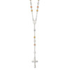 Lex & Lu Sterling Silver Polished Rosary Tri-color Beads Necklace 26'' LAL11970 - Lex & Lu