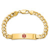 Lex & Lu 14k Yellow Gold Medical Flat Curb Link ID Bracelet 8'' LAL119800 - 4 - Lex & Lu