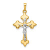 Lex & Lu 14k Two-tone Gold Polished Fleur de Lis INRI Crucifix Pendant LAL120263 - Lex & Lu