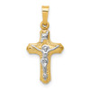 Lex & Lu 14k Two-tone Gold Polished and Textured INRI Crucifix Pendant LAL120268 - Lex & Lu