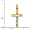 Lex & Lu 14k Two-tone Gold Polished Lattice Textured INRI Crucifix Pendant - 4 - Lex & Lu