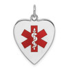 Lex & Lu Sterling Silver Engravable Enameled Small Heart Medical Pendant - Lex & Lu
