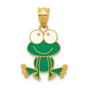 Lex & Lu 14k Yellow Gold Green and White Enameled Frog - Lex & Lu