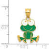 Lex & Lu 14k Yellow Gold Green and White Enameled Frog - 4 - Lex & Lu