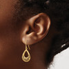 Lex & Lu 14k Yellow Gold Polished Floral Teardrop Shepherd Hook Earrings - 3 - Lex & Lu