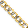 Lex & Lu 14k Yellow Gold w/Rhodium 6.75mm Semi-solid Pave Curb Chain Bracelet or Necklace - Lex & Lu