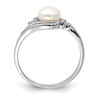 Lex & Lu Sterling Silver w/Rhodium 6mm FW Cultured Button Pearl & Diamond Ring- 2 - Lex & Lu
