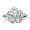 Lex & Lu Sterling Silver w/Rhodium Aquamarine Diamond Ring LAL123749- 5 - Lex & Lu