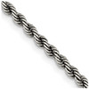 Lex & Lu Sterling Silver Ruthenium 2.5mm Rope Chain Necklace - Lex & Lu
