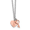 Lex & Lu Sterling Silver w/Rhodium Rose-tone Heart & Key Bracelet or Necklace - Lex & Lu