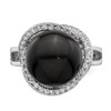 Lex & Lu Sterling Silver Majestik 12-13mm Black Shell Bead & CZ Ring LAL123955- 5 - Lex & Lu