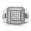 Lex & Lu Sterling Silver & CZ Brilliant Embers Polished Men's Ring- 4 - Lex & Lu