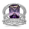 Lex & Lu Sterling Silver w/Rhodium Purple & Clear CZ Ring LAL124139 - Lex & Lu