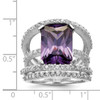 Lex & Lu Sterling Silver w/Rhodium Purple & Clear CZ Ring LAL124139- 3 - Lex & Lu