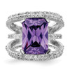 Lex & Lu Sterling Silver w/Rhodium Purple & Clear CZ Ring LAL124139- 5 - Lex & Lu
