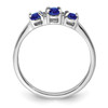 Lex & Lu Sterling Silver w/Rhodium 3 Oval Sapphire & Diamond Ring- 2 - Lex & Lu