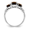 Lex & Lu Sterling Silver w/Rhodium 3 Stone Smoky Quartz & Diamond Ring- 2 - Lex & Lu