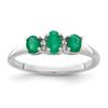 Lex & Lu Sterling Silver w/Rhodium Emerald & Diamond Ring - Lex & Lu